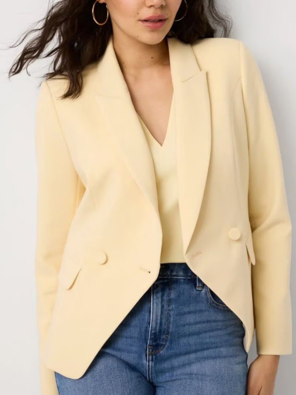 nwt WHITE HOUSE BLACK MARKET cropped double button blazer 12 in butter toast